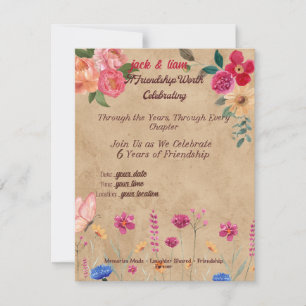 Vintage Friendship Anniversary RSVP Card