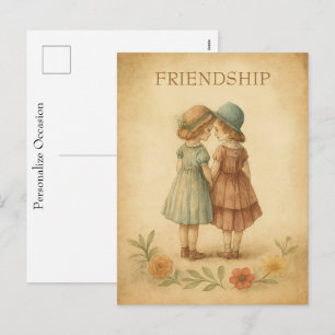 Vintage Friendship Timeless Floral Art Remembering Holiday Postcard