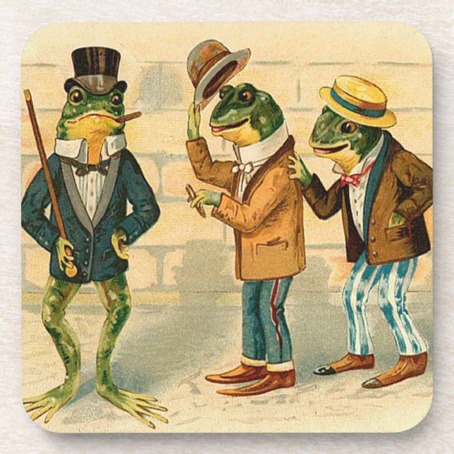 Vintage Frog Drink Coasters (Front)