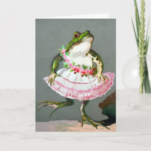 Vintage Frog in a Dress Customisable Card