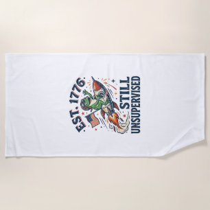 Vintage Frog Rocket Est 1776 Unsupervised Shirt_1 Beach Towel