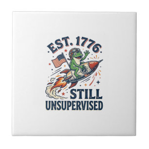 Vintage Frog Rocket Est 1776 Unsupervised Shirt_1 Ceramic Tile