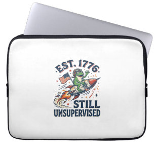 Vintage Frog Rocket Est 1776 Unsupervised Shirt_1 Laptop Sleeve