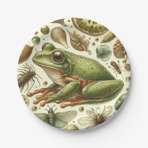 Vintage Frog Seamless Watercolor Paper Plate