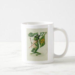 Vintage Frog Shillelagh Pipe St Patrick's Day Card Coffee Mug