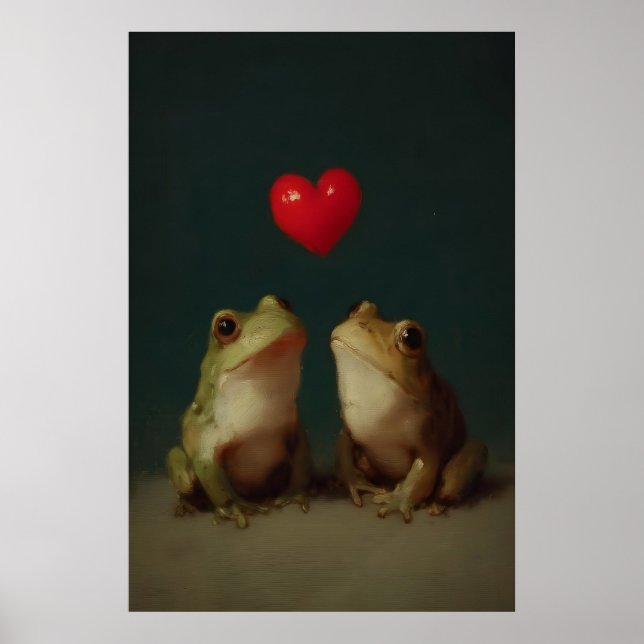 Vintage Frog Valentines Print, Love Toad Wall Art (Front)