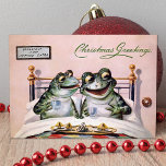 Vintage Frogs in Bed Christmas Card<br><div class="desc">Vintage frogs in bed Christmas card.  High quality,  custom restored vintage image from the early 1900s.</div>
