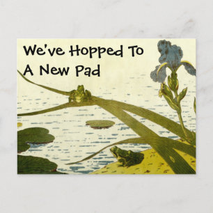Vintage Frogs & Lily Pads New Home Announcement Postcard