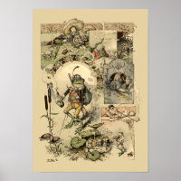 Vintage Frogs Mushrooms Snails