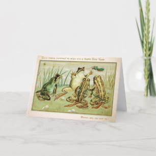 Vintage Frogs New Year Card