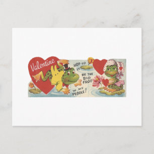 Vintage Frogs Valentine Holiday Postcard