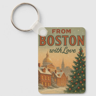 Vintage From Boston With Love Christmas Key Ring