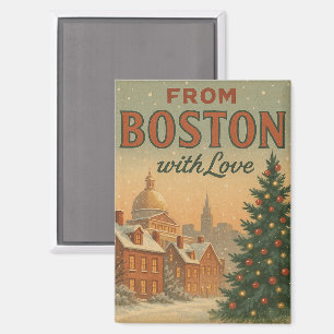 Vintage From Boston With Love Christmas Magnet