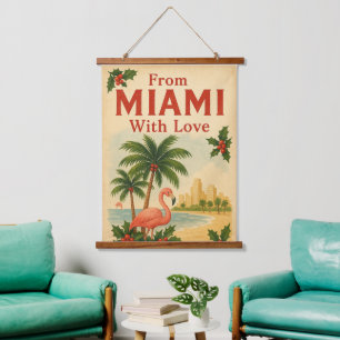 Vintage From Miami With Love Christmas  Hanging Tapestry