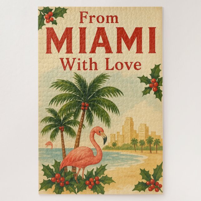 Vintage From Miami With Love Christmas  Jigsaw Puzzle (Vertical)