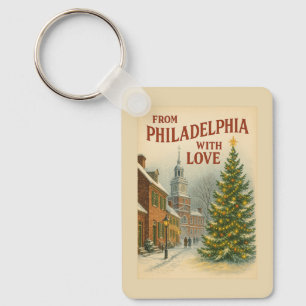 Vintage From Philadelphia With Love Christmas Key Ring