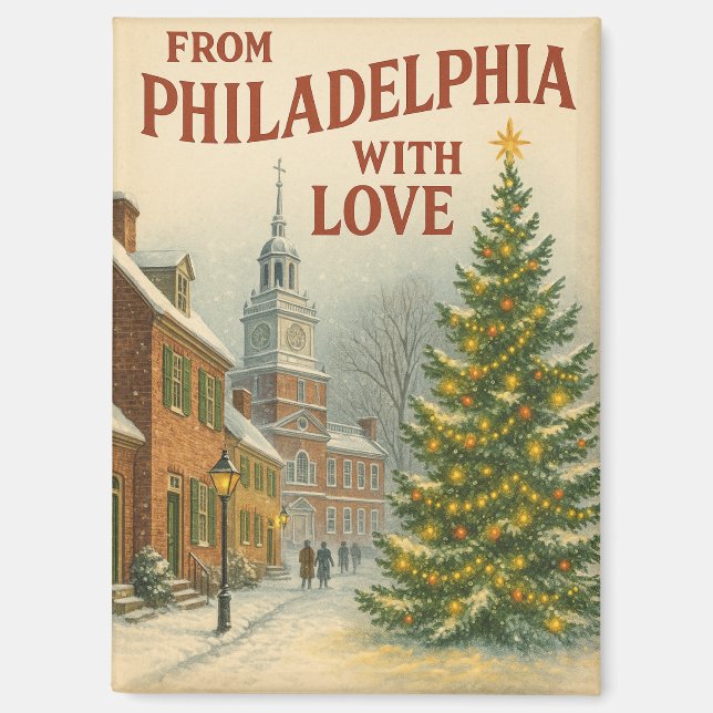 Vintage From Philadelphia With Love Christmas Magnet (Front)