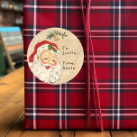 Vintage From Santa to Child Gift Christmas  Classic Round Sticker<br><div class="desc">This design may be personalised in the area provided by changing the photo and/or text. Or it can be customised by clicking Personalise this Template and then choosing the click to customise further option and delete or change the colour of the background, add text, change the text colour or style,...</div>