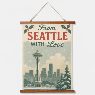 Vintage “From Seattle With Love” Holiday Hanging Tapestry