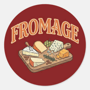 Vintage Fromage French Cheese Charcuterie Graphic Classic Round Sticker