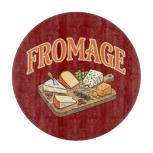 Vintage Fromage French Cheese Charcuterie Graphic Cutting Board
