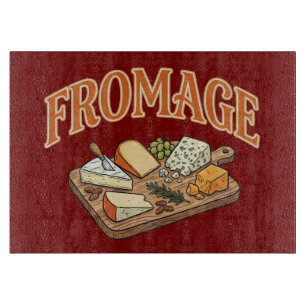 Vintage Fromage French Cheese Charcuterie Graphic Cutting Board