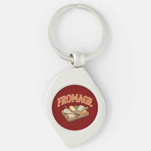 Vintage Fromage French Cheese Charcuterie Graphic Key Ring