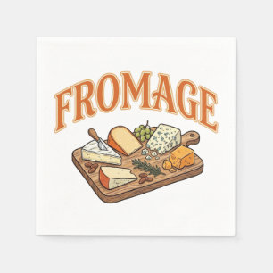 Vintage Fromage French Cheese Charcuterie Graphic Napkin