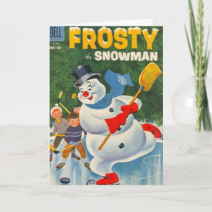 Vintage Frosty on Skates Holiday Card