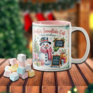 Vintage Frosty's Snowflake Cafe Two-Tone Coffee Mug