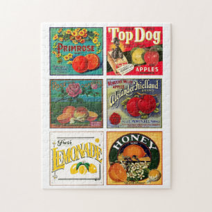 Vintage fruit advertisement labels jigsaw puzzle