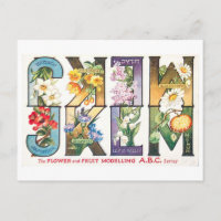 Vintage Fruit and Flower Alphabet J-M