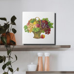 Vintage Fruit Basket Ceramic Tile<br><div class="desc">Delicious looking fruits are packed into a basket . Attractive vintage graphic radiating all the joy and fun of summers .Courtesy of vintagefeedsack . You can change the background colour .( Customise/Edit/ background )</div>