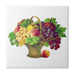Vintage Fruit Basket no2 Ceramic Tile