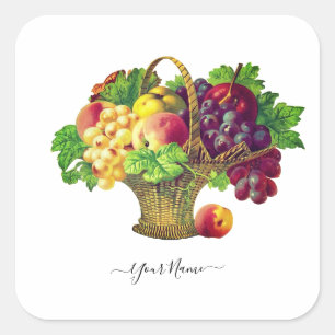 Vintage Fruit Basket - personalised Square Sticker