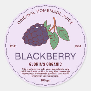 Vintage Fruit Blackberry Juice Homemade Product Classic Round Sticker