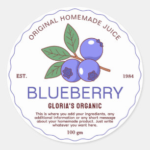 Vintage Fruit Blueberry Juice Homemade Product Classic Round Sticker