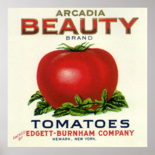 Vintage Fruit Crate Label, Arcadia Beauty Tomatoes Poster
