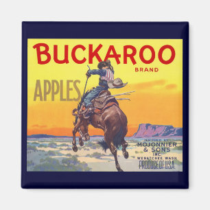 Vintage Fruit Crate Label Art, Buckaroo Apples Magnet