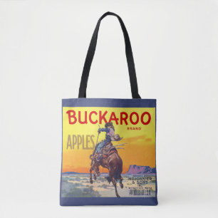 Vintage Fruit Crate Label Art, Buckaroo Apples Tote Bag