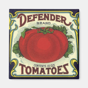 Vintage Fruit Crate Label Art, Defender Tomatoes Magnet