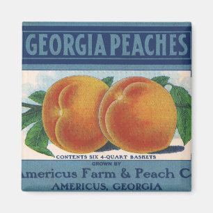 Vintage Fruit Crate Label Art, Georgia Peaches Magnet