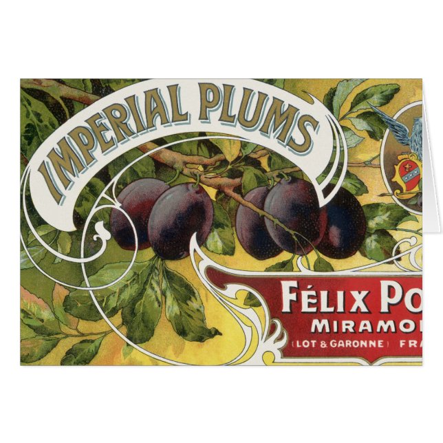 Vintage Fruit Crate Label Art, Imperial Plums (Front Horizontal)