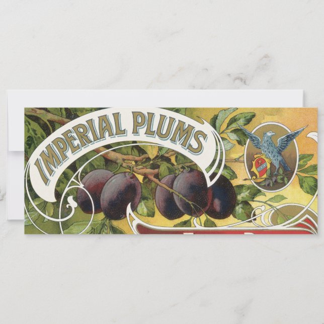 Vintage Fruit Crate Label Art, Imperial Plums (Front)