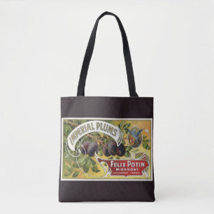Vintage Fruit Crate Label Art, Imperial Plums Tote Bag