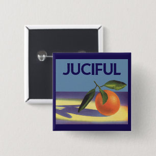 Vintage Fruit Crate Label Art, Juciful Oranges 15 Cm Square Badge