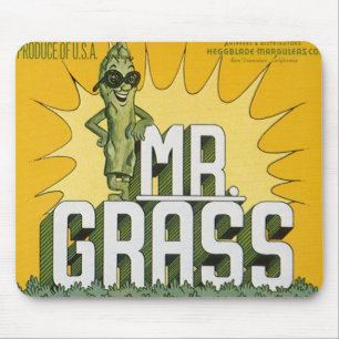 Vintage Fruit Crate Label Art Mr. Grass Asparagus Mouse Pad