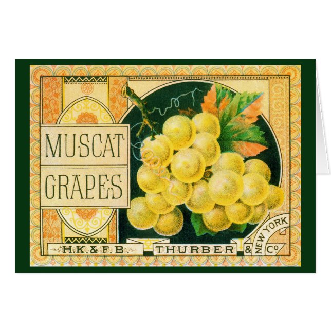 Vintage Fruit Crate Label Art, Muscat Grapes (Front Horizontal)