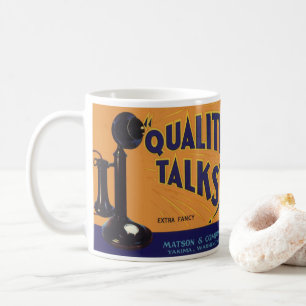 Vintage Fruit Crate Label Art, Old Fashioned Phone Coffee Mug