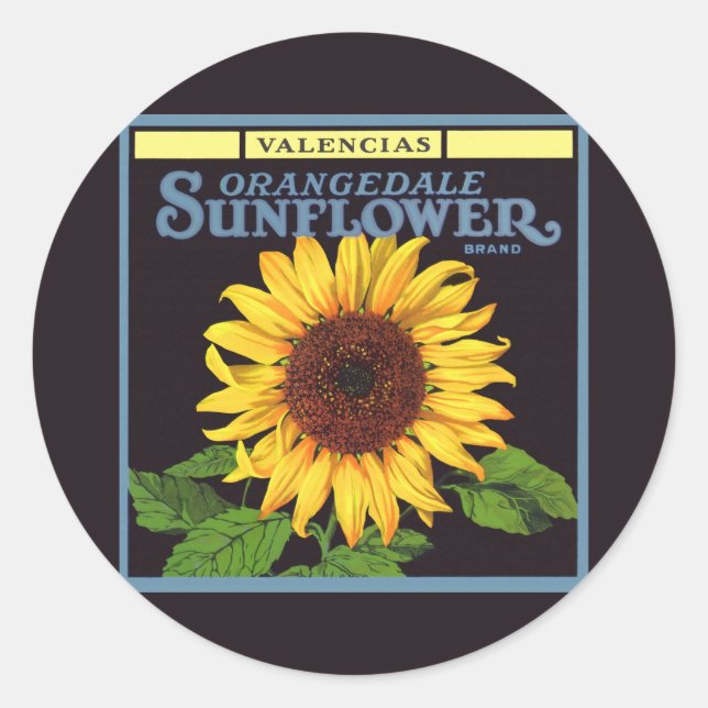 Vintage Fruit Crate Label Art Orangedale Sunflower (Front)